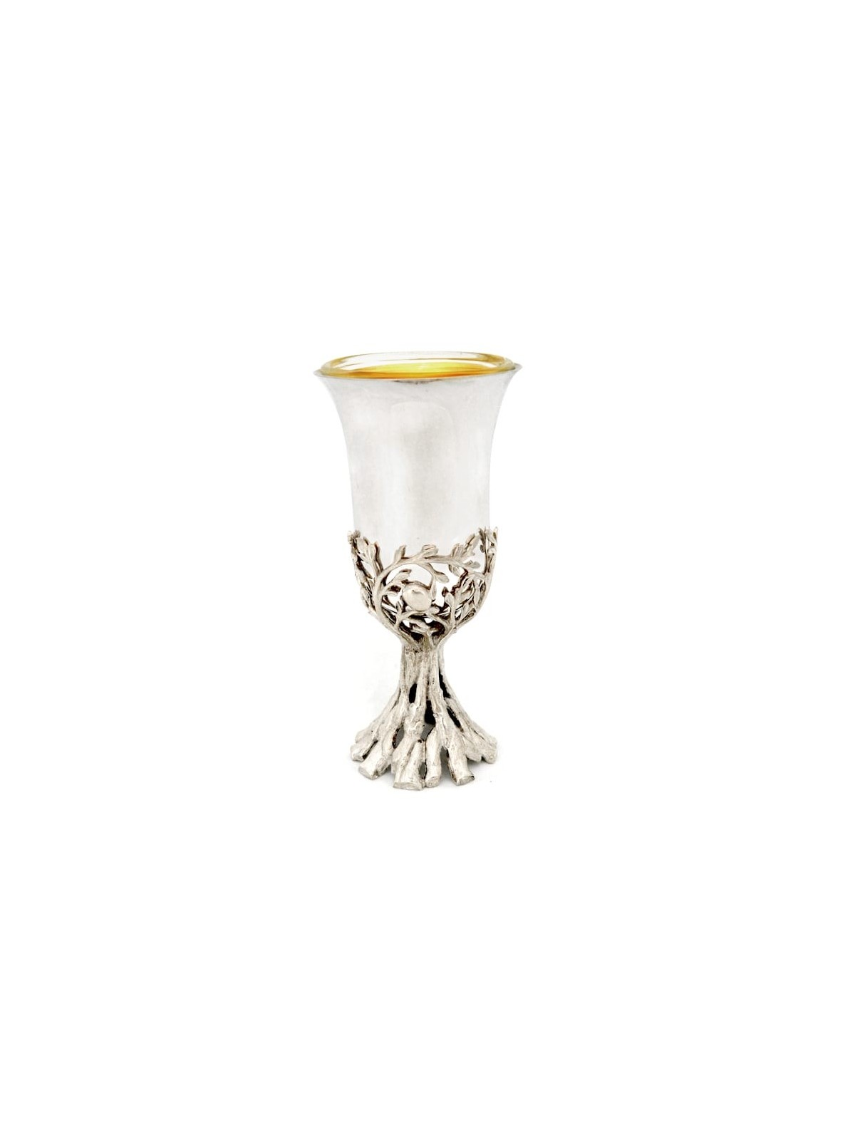 Kiddush Cup and Plate with Leaves Design , Passover Gifts , Israeli Ju