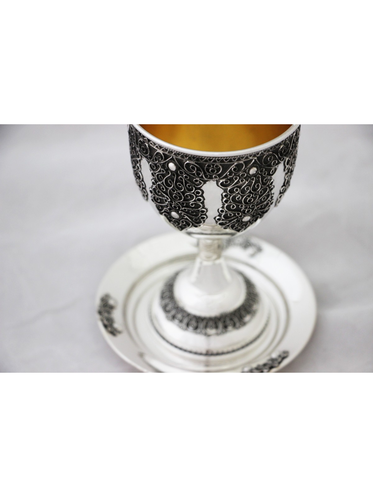 Filigrane traditionnel de coupe de Kiddush en argent sterling, cadeaux de Pâque, est