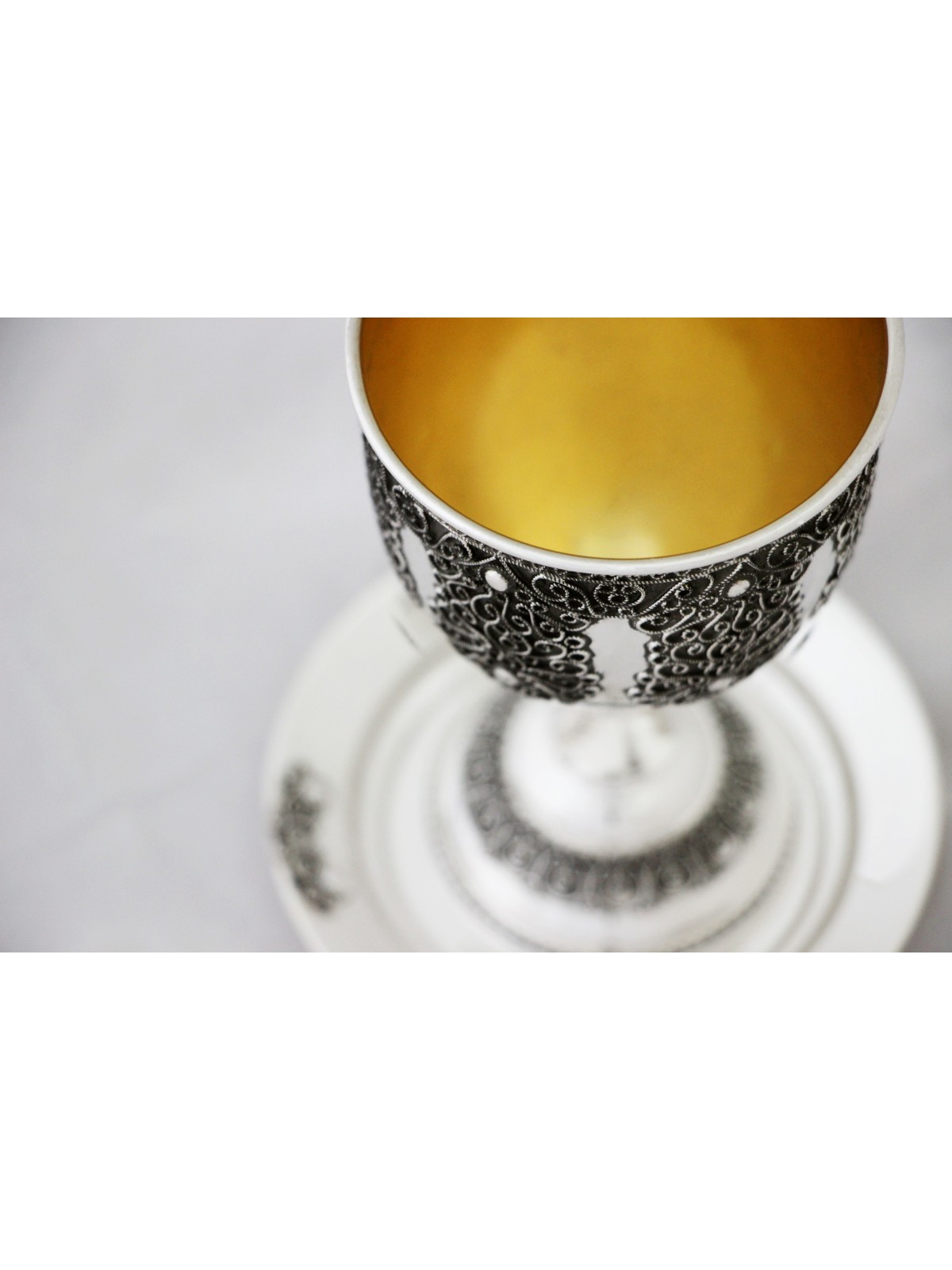 Traditional Sterling Silver Kiddush Cup Filigree , Passover Gifts , Is