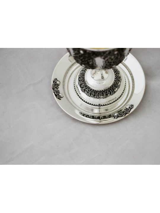 Filigrane traditionnel de coupe de Kiddush en argent sterling, cadeaux de Pâque, est