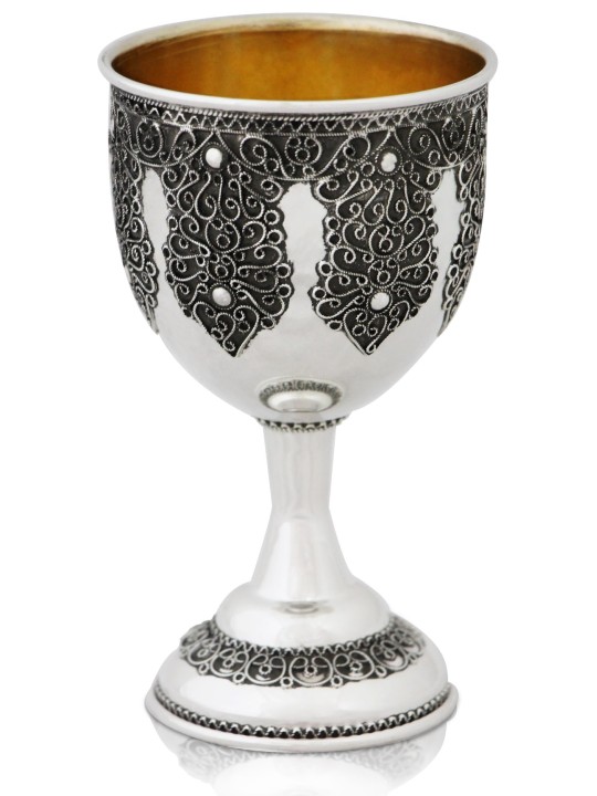 Filigrane traditionnel de coupe de Kiddush en argent sterling, cadeaux de Pâque, est