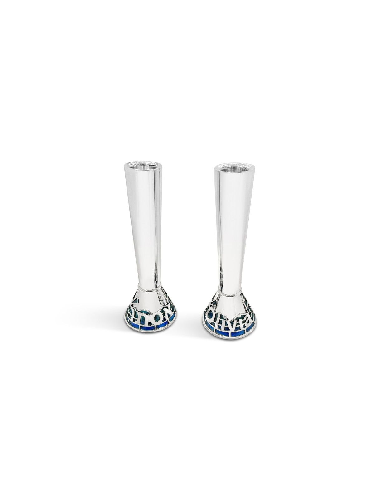 Tall Sterling Silver Jerusalem Candlesticks with C , Passover Gifts ,