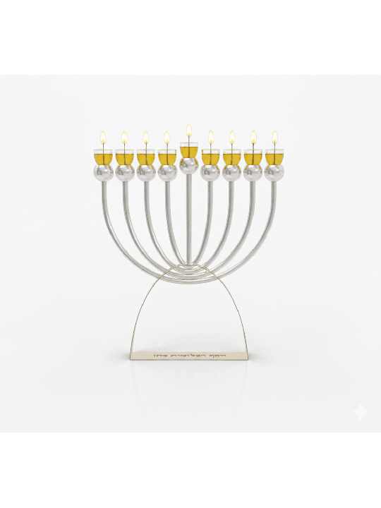 Personalized Modern Circular Sterling Silver Hanuk , Modern Hanukkah M
