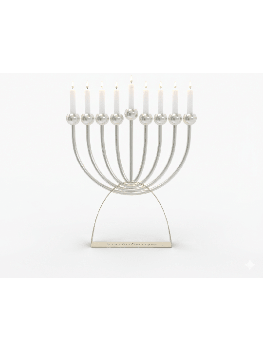 Personalized Modern Circular Sterling Silver Hanuk , Modern Hanukkah M