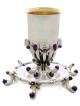Amethyst Stones Sterling Silver Kiddush Cup Set , Cadeaux de Pâque , Isr
