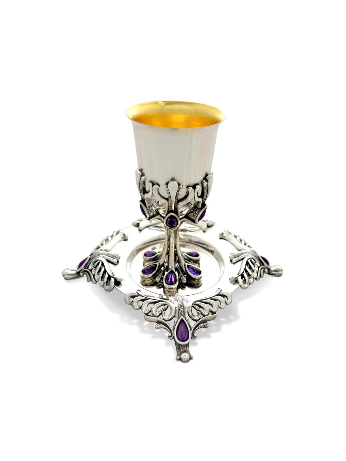Ensemble de vin avec pierres d'améthyste naturelles, cadeaux de Pâque, Judaï israélien