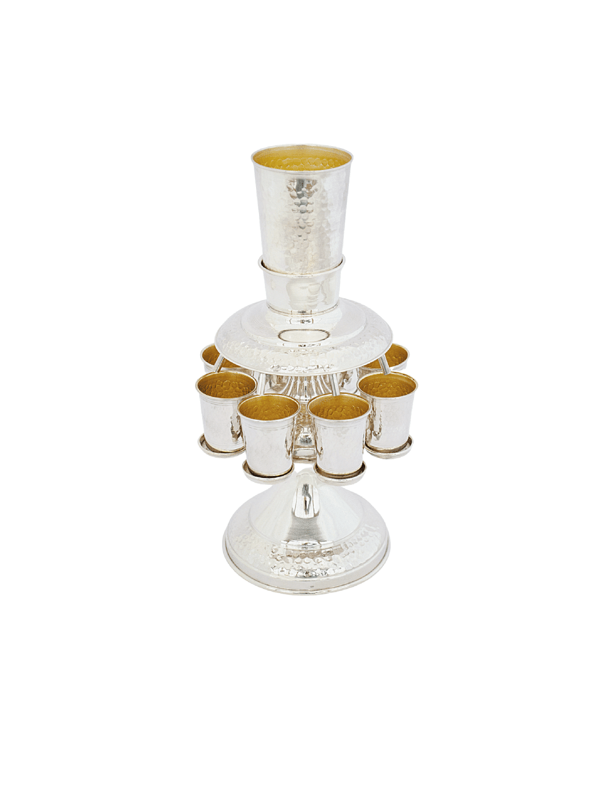 Silver Wine Fountain Hammered With Engraving , Kiddush Fountains , Isr