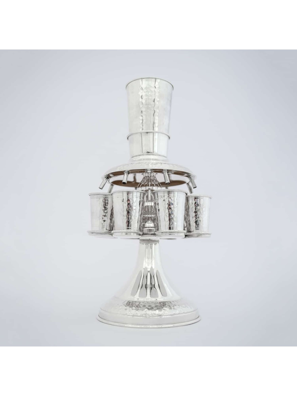 Silver Wine Fountain Hammered With Engraving , Kiddush Fountains , Isr