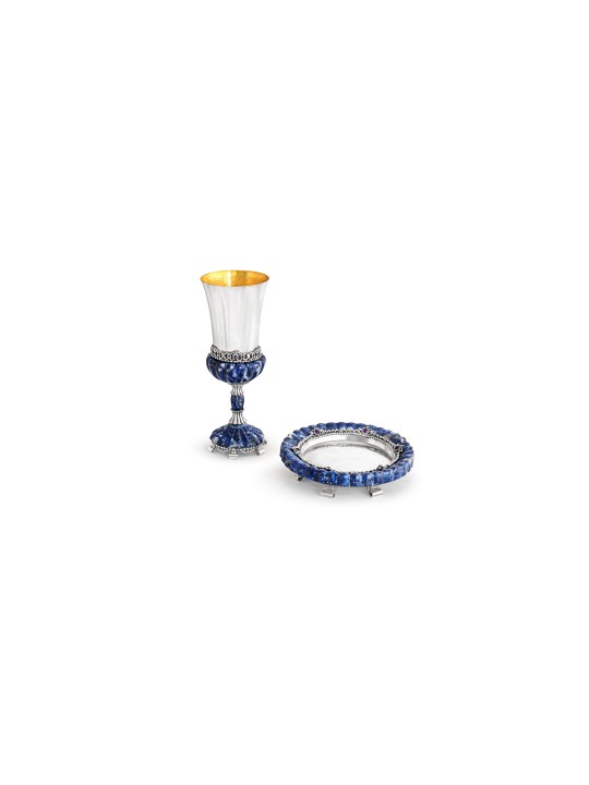 Kiddush Set with Blue Onyx & Amethyst Stones , Passover Gifts , Israel
