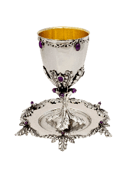 Wine Set Made with Natural Amethyst Stones , Passover Gifts , Israeli