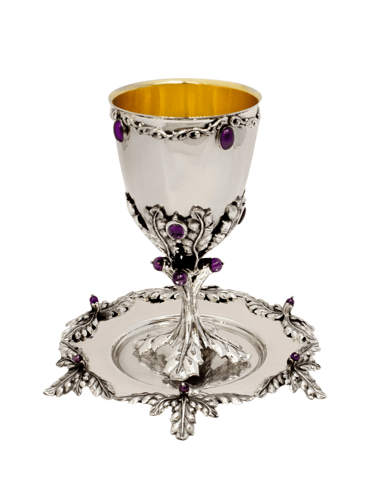 Wine Set Made with Natural Amethyst Stones , Passover Gifts , Israeli