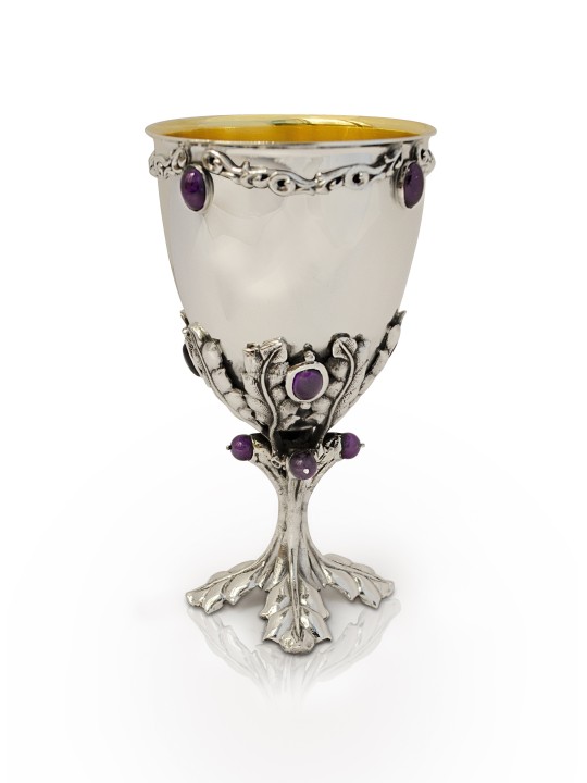 Ensemble à vin fabriqué avec des pierres d'améthyste naturelles, cadeaux de Pâque, israélien