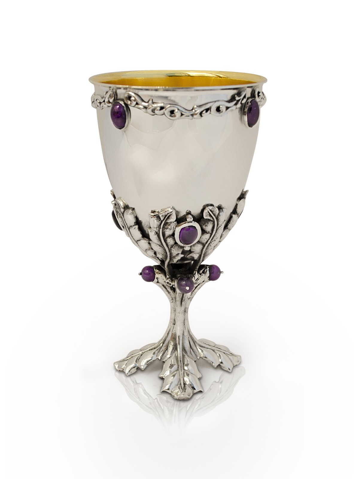 Ensemble à vin fabriqué avec des pierres d'améthyste naturelles, cadeaux de Pâque, israélien