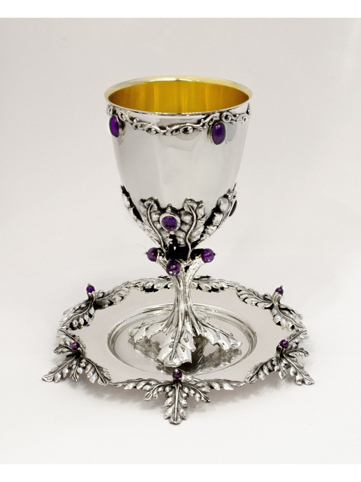 Wine Set Made with Natural Amethyst Stones , Passover Gifts , Israeli