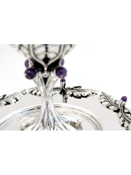 Wine Set Made with Natural Amethyst Stones , Passover Gifts , Israeli