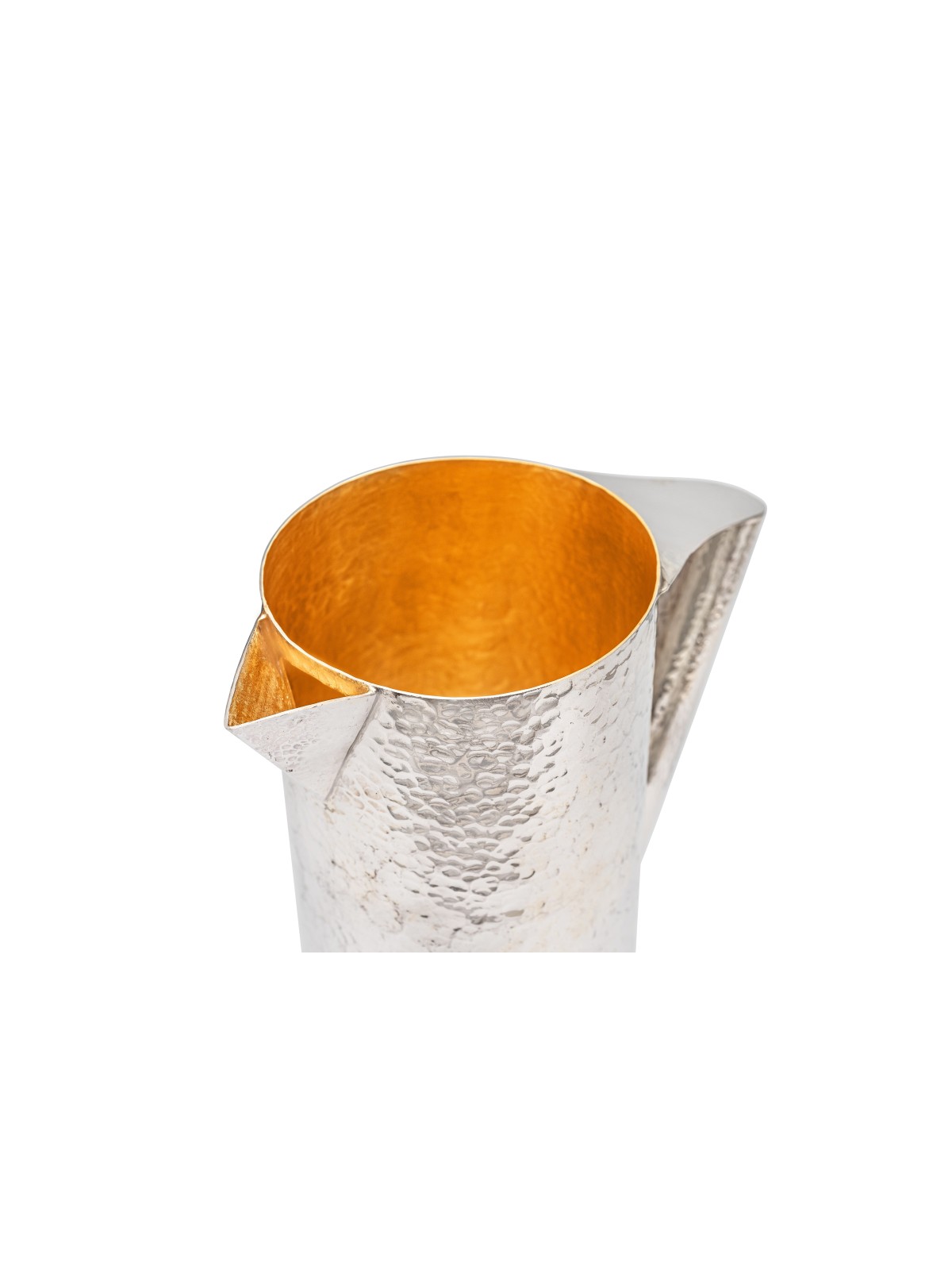 Hammered Large Sterling Silver Kiddush Pitcher , Modern Kiddush Cups ,