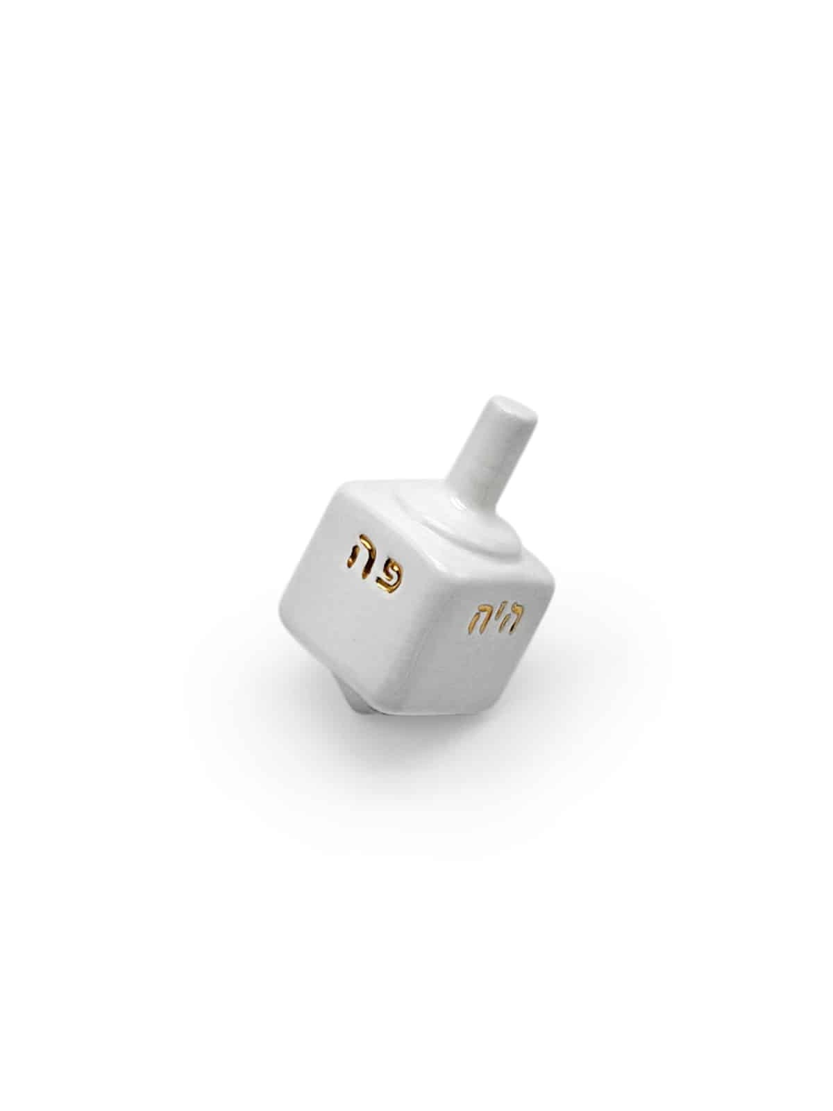 Giant Square Ceramic Dreidel with Gold Hebrew Scri , Dreidels , Israel