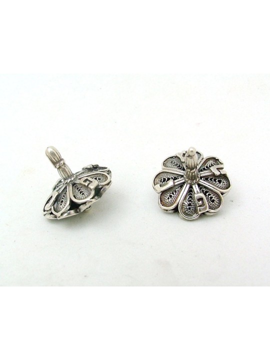 Petite fleur en forme de argent sterling Hanukkah Dreide , Dreidels , Israël
