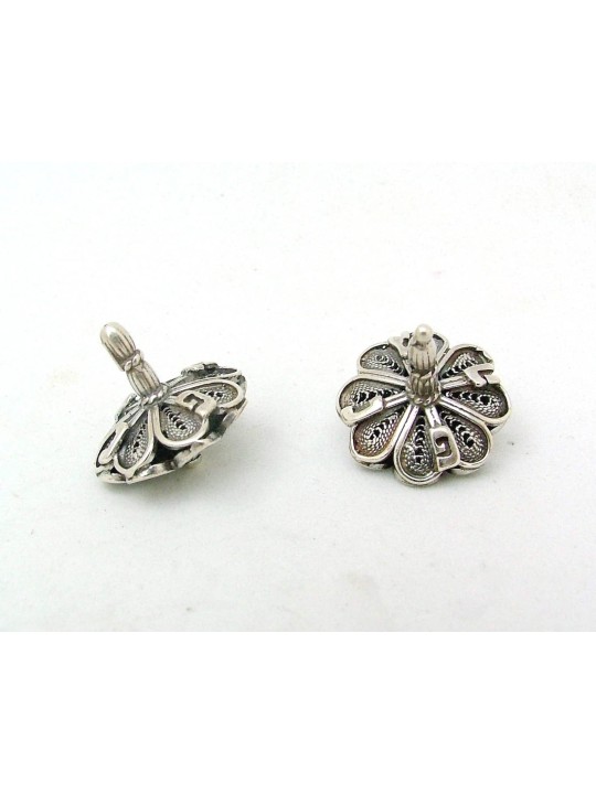 Petite fleur en forme de argent sterling Hanukkah Dreide , Dreidels , Israël