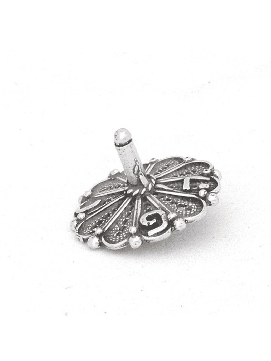 Brilliant Small Sterling Silver Floral Shape Hanuk , Dreidels , Israel