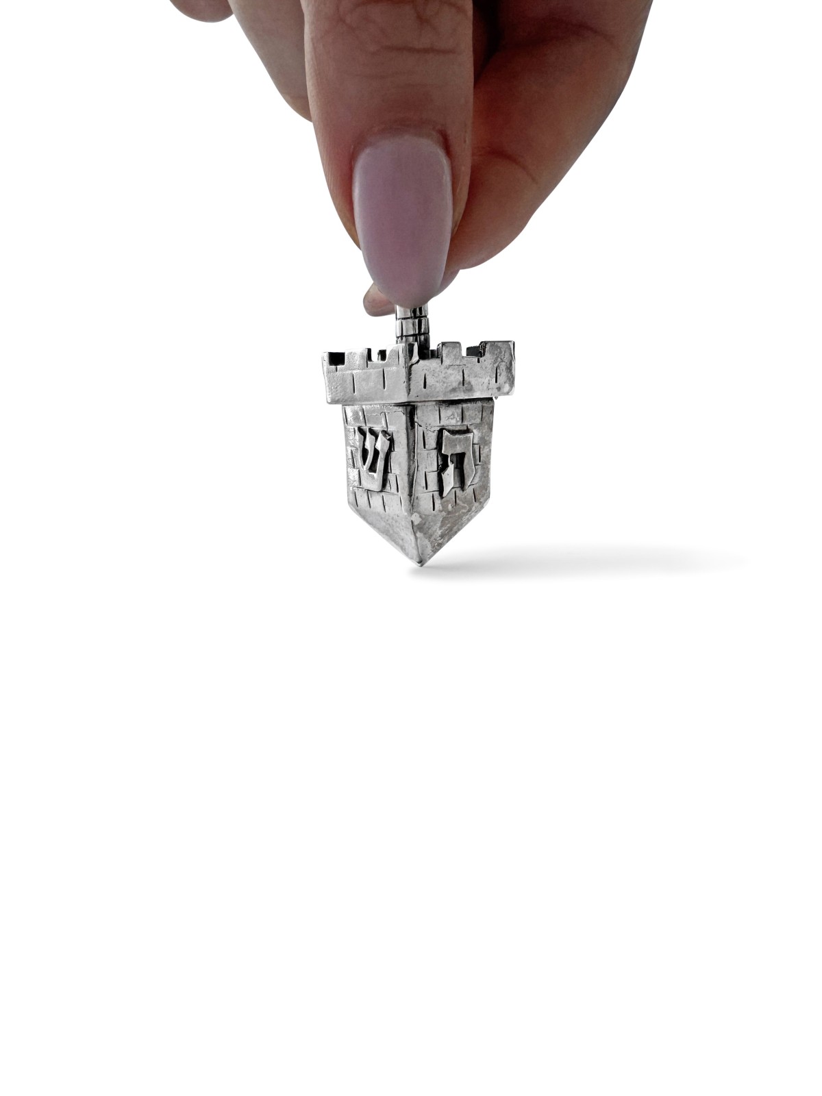 Dreidel en argent de la vieille ville de Jérusalem avec Br sculpté , Dreidels , Israël