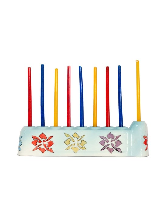 Train Menorah en céramique , Cadeaux Tu B'Av , Judaica israélien