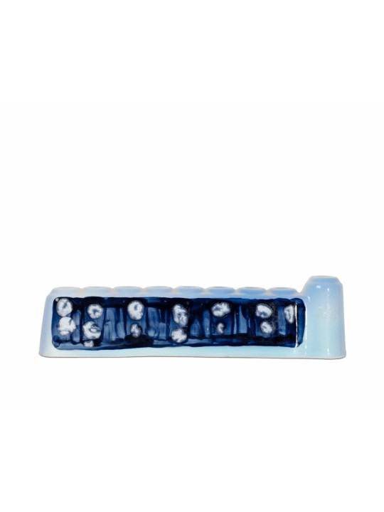 Blue Train Ceramic Menorah , Tu B'Av Gifts , Israeli Judaica