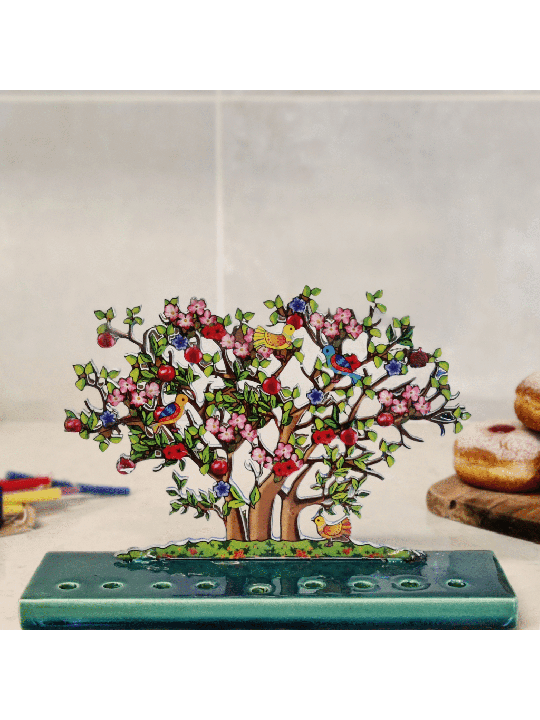 Arbre de vie coloré pour enfants Hanoukka Menorah Natur, Hanoukka colorée