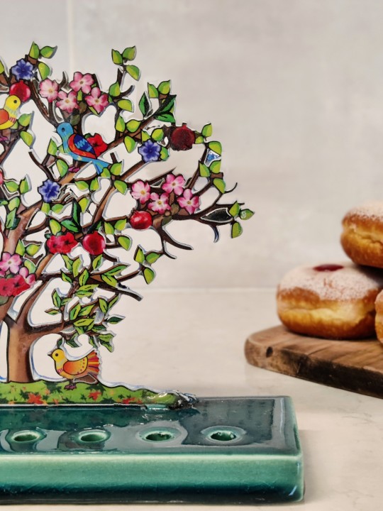 Arbre de vie coloré pour enfants Hanoukka Menorah Natur, Hanoukka colorée