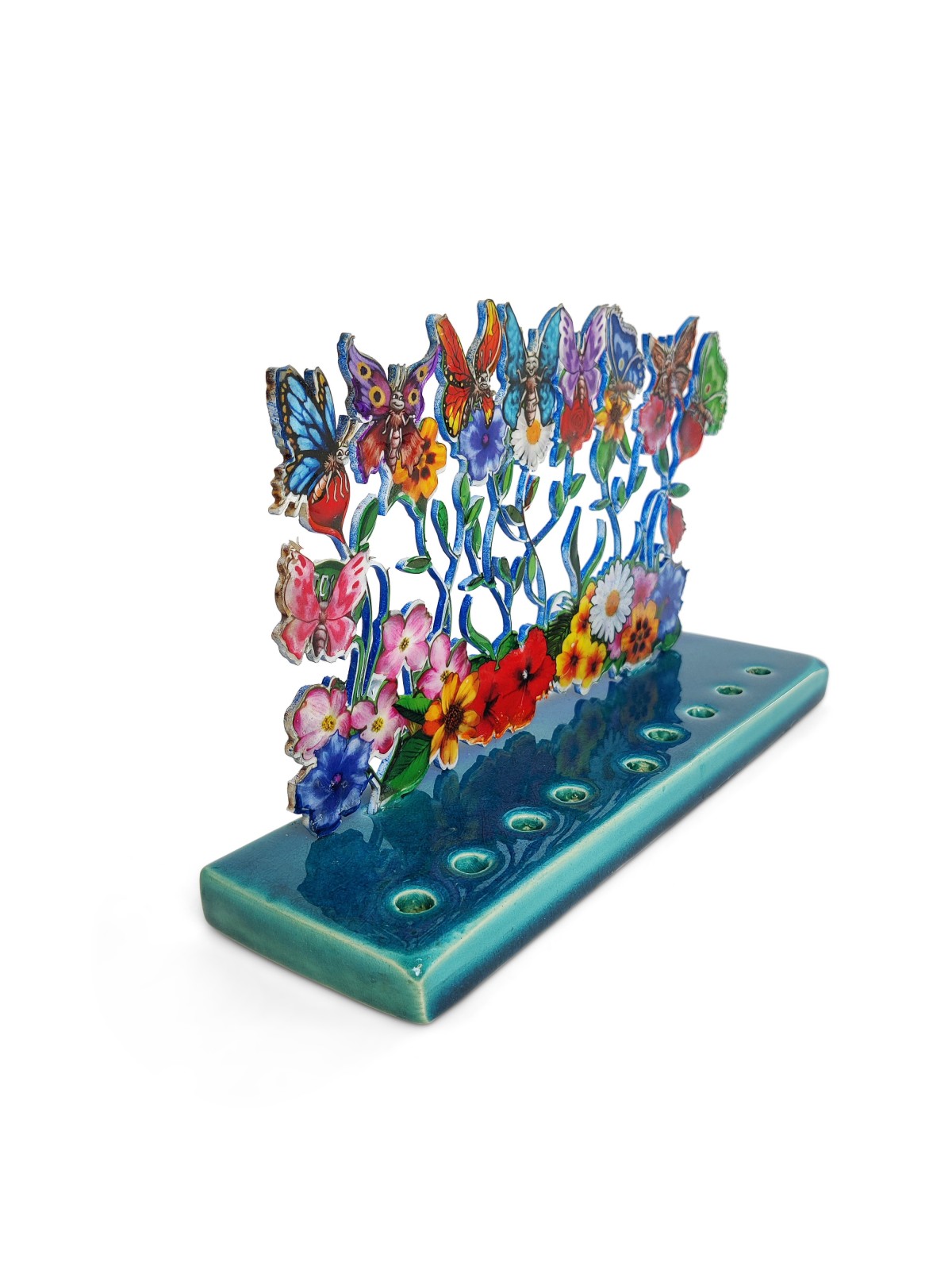 Children Multi Color Modern Flowers and Butterflie , Colorful Hanukkah