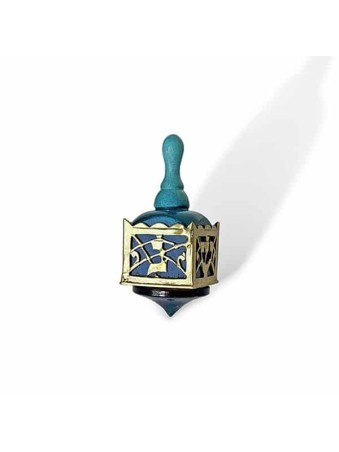 Large Hand-Painted Wooden Dreidel with Brass Hebre , Dreidels , Israel