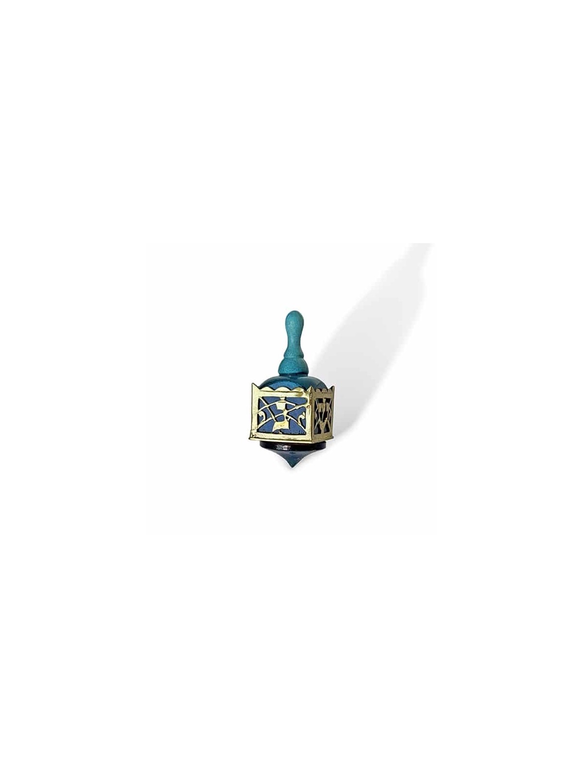 Grand Dreidel en bois peint à la main avec Hebre en laiton, Dreidels, Israël