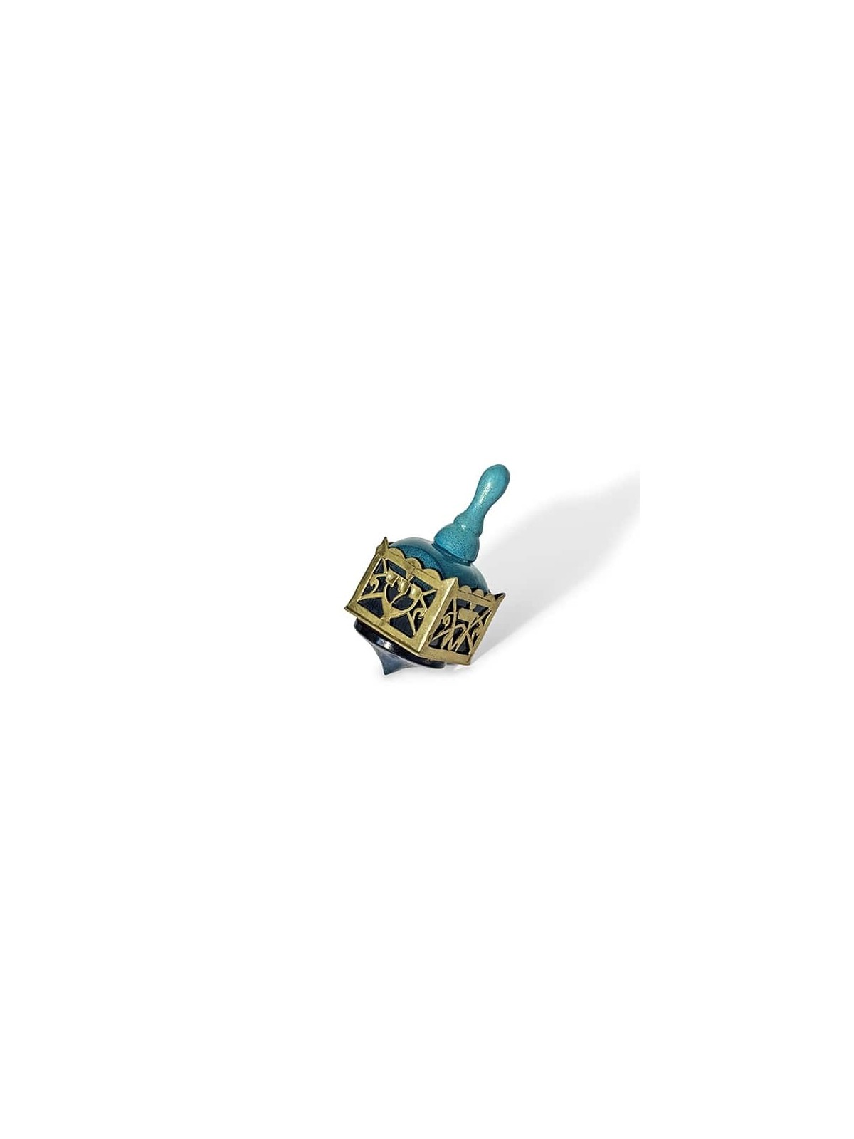 Grand Dreidel en bois peint à la main avec Hebre en laiton, Dreidels, Israël