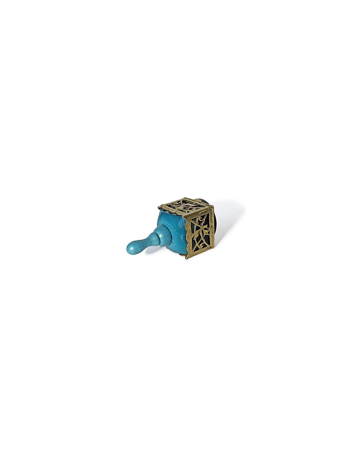 Grand Dreidel en bois peint à la main avec Hebre en laiton, Dreidels, Israël