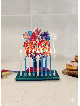 Colourful Vibrant Floral Symphony Menorah with Art , Colorful Hanukkah