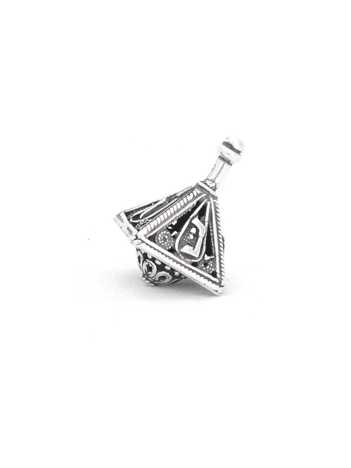 Triangle d'argent de conception antique unique en filigrane Sha, Dreidels, Israël