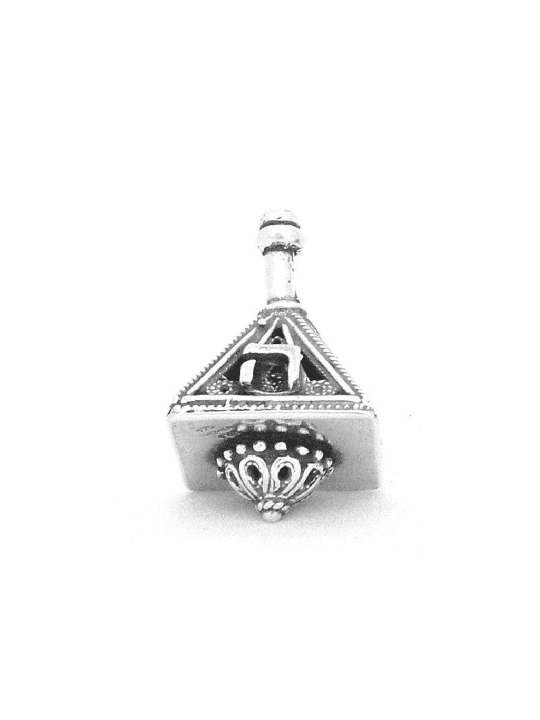 Triangle d'argent de conception antique unique en filigrane Sha, Dreidels, Israël