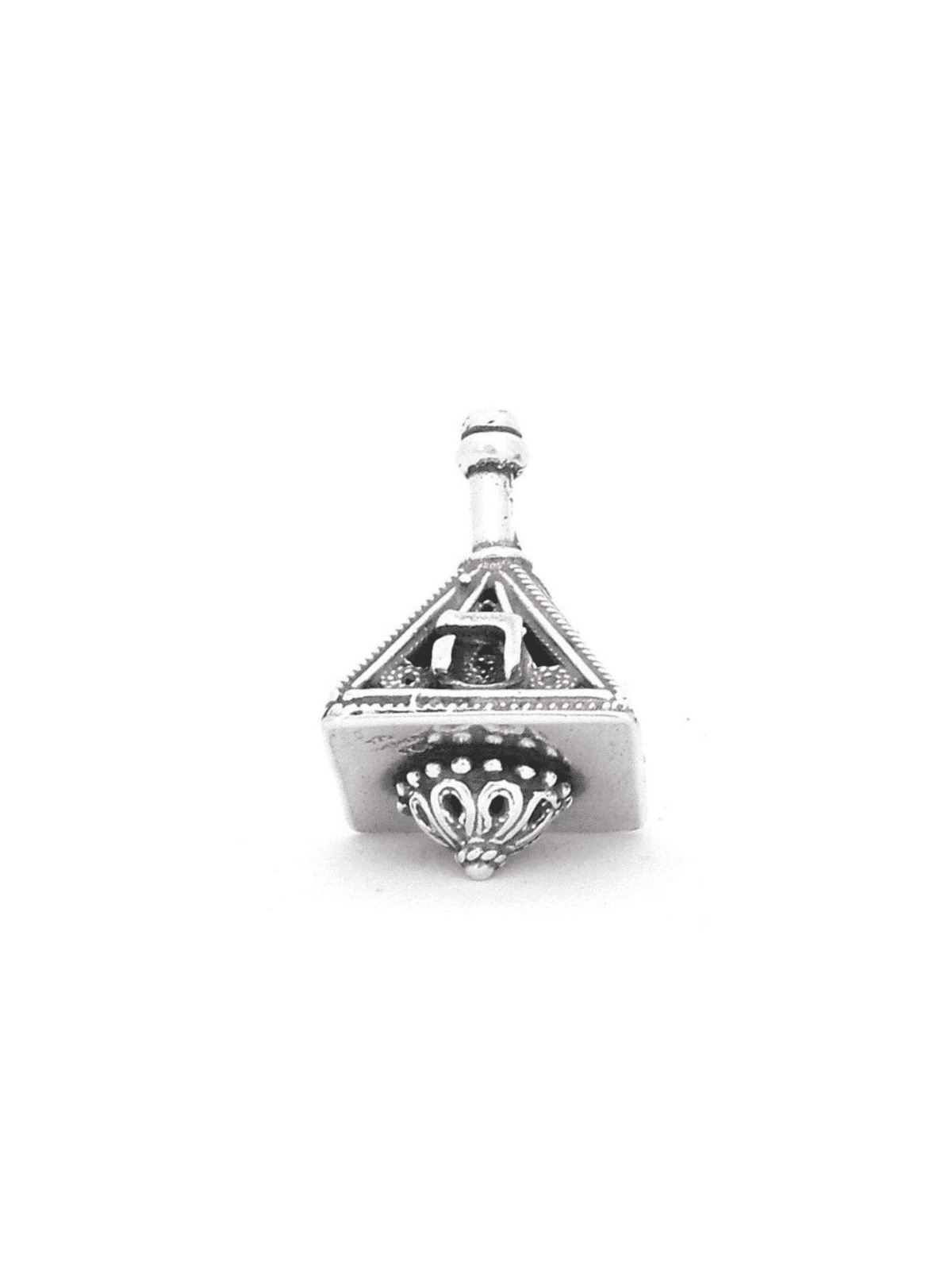 Triangle d'argent de conception antique unique en filigrane Sha, Dreidels, Israël