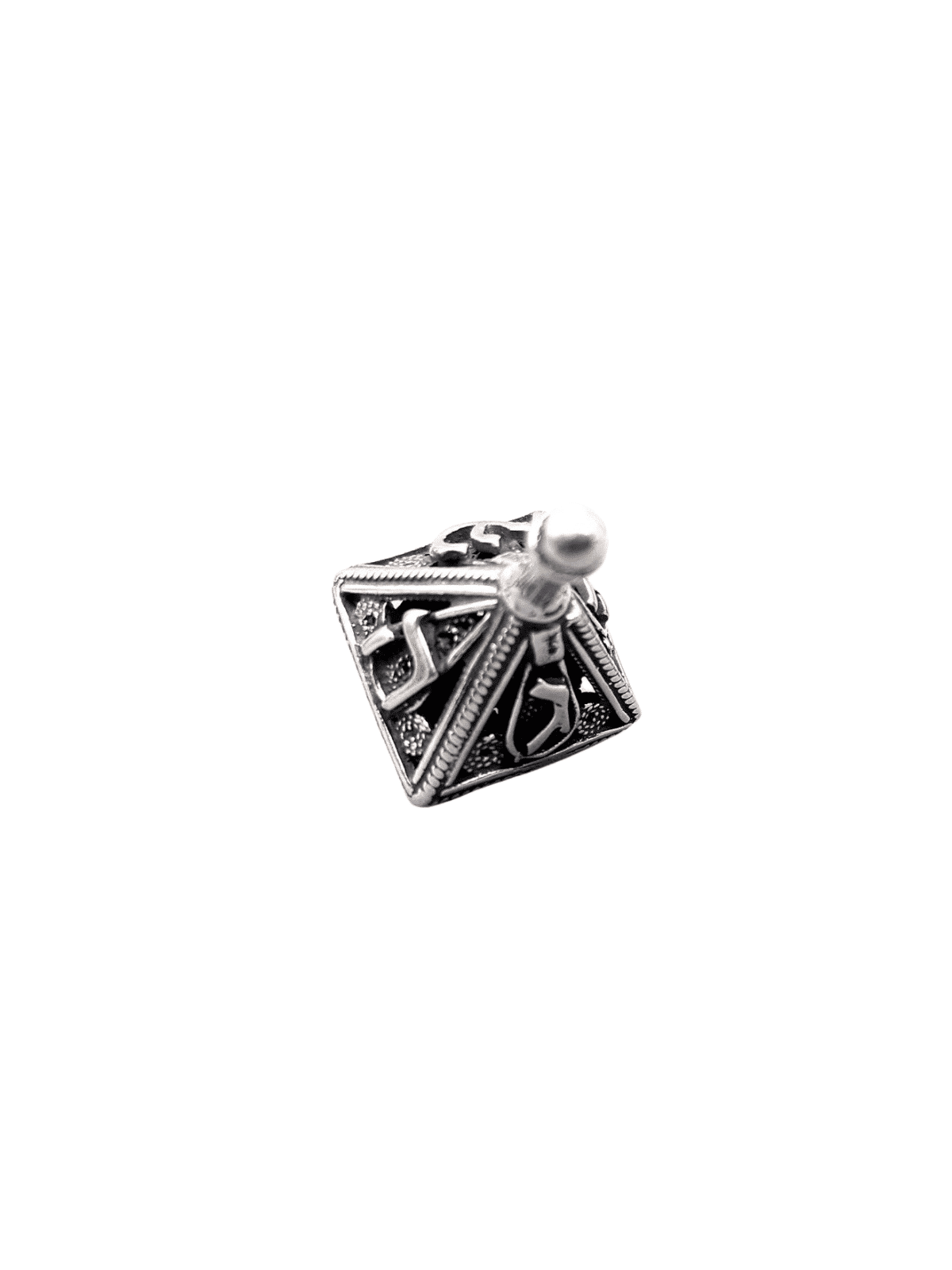 Triangle d'argent de conception antique unique en filigrane Sha, Dreidels, Israël