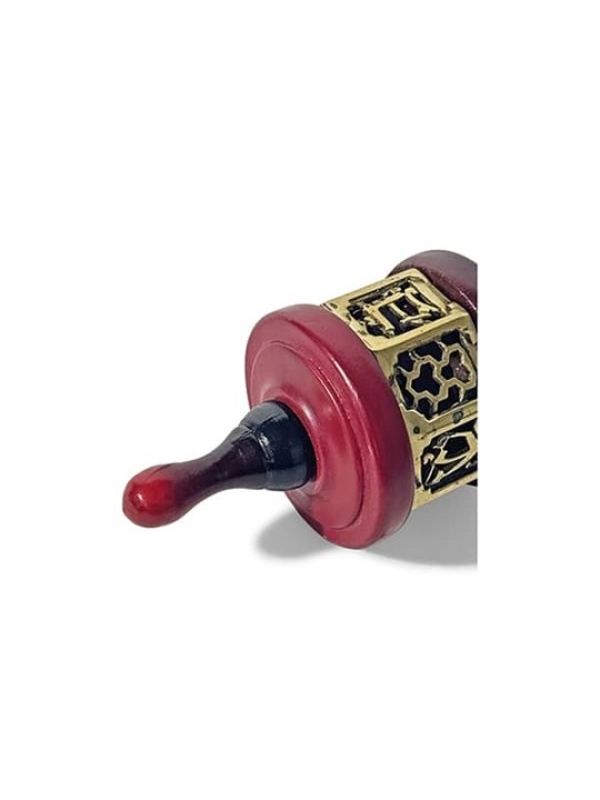 Vintage Large Wood and Brass Dreidel in Deep Red a , Dreidels , Israel