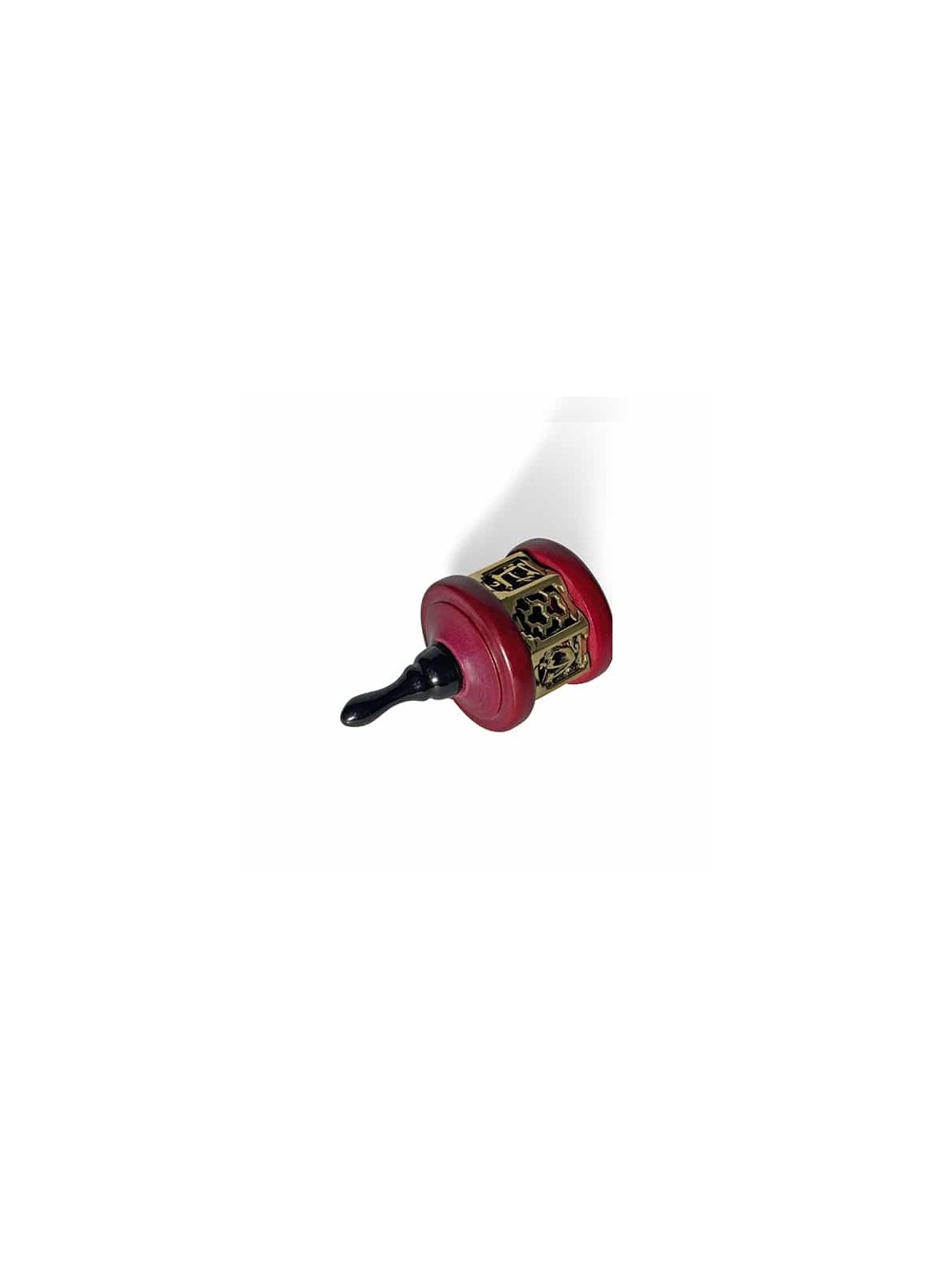 vintage Grand Bois et Laiton Dreidel en Rouge Profond a , Dreidels , Israël