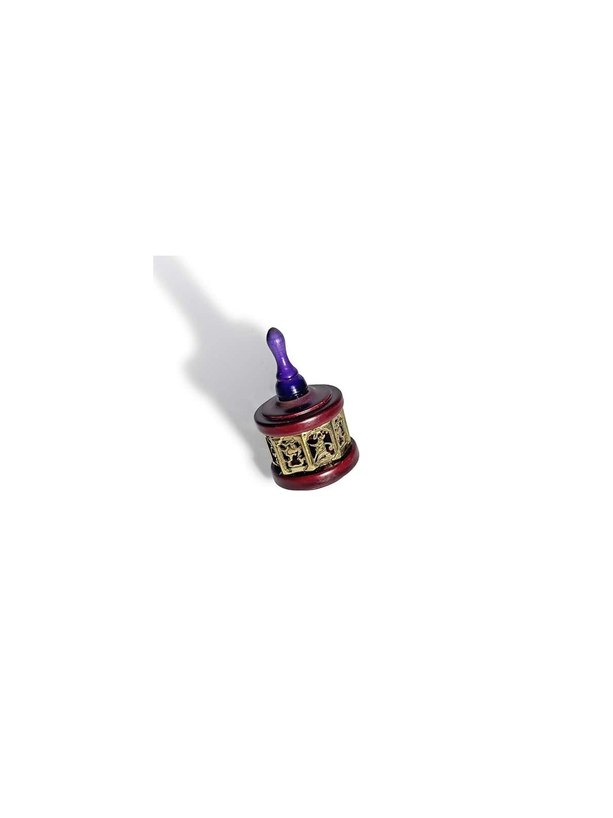 Vintage Large Wood and Brass Dreidel in Deep Red a , Dreidels , Israel