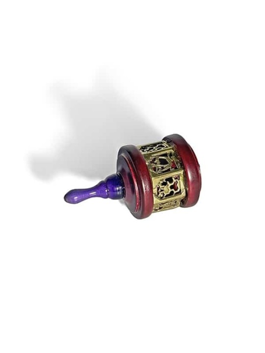 Vintage Large Wood and Brass Dreidel in Deep Red a , Dreidels , Israel