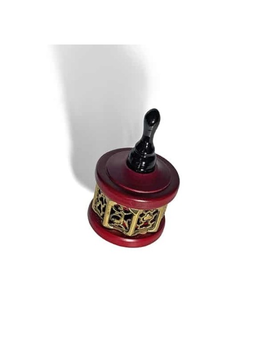 Vintage Large Wood and Brass Dreidel in Deep Red a , Dreidels , Israel