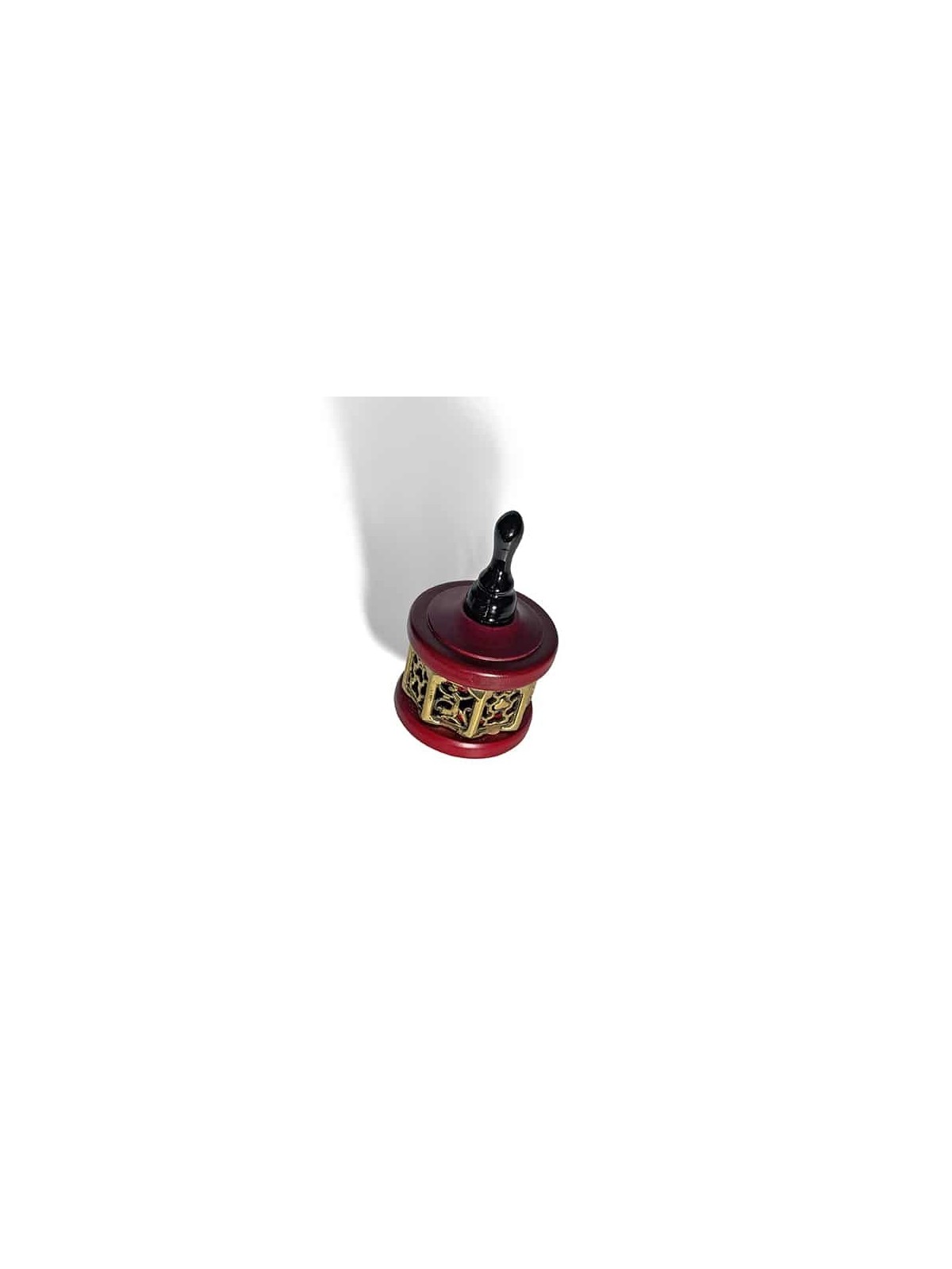 Vintage Large Wood and Brass Dreidel in Deep Red a , Dreidels , Israel