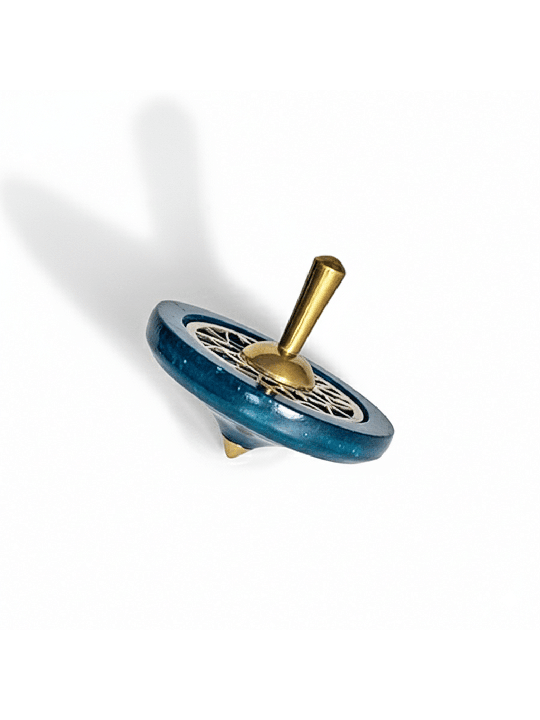 Handcrafted Wooden Dreidel with Brass Handle and S , Dreidels , Israel