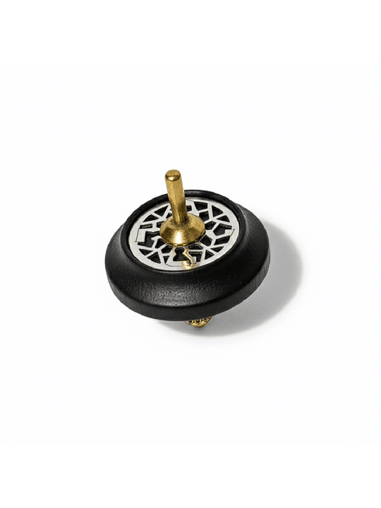 Dreidel en bois noir de grande taille avec filigrane argenté, Dreidels, Israël