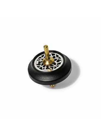 Dreidel en bois noir de grande taille avec filigrane argenté, Dreidels, Israël