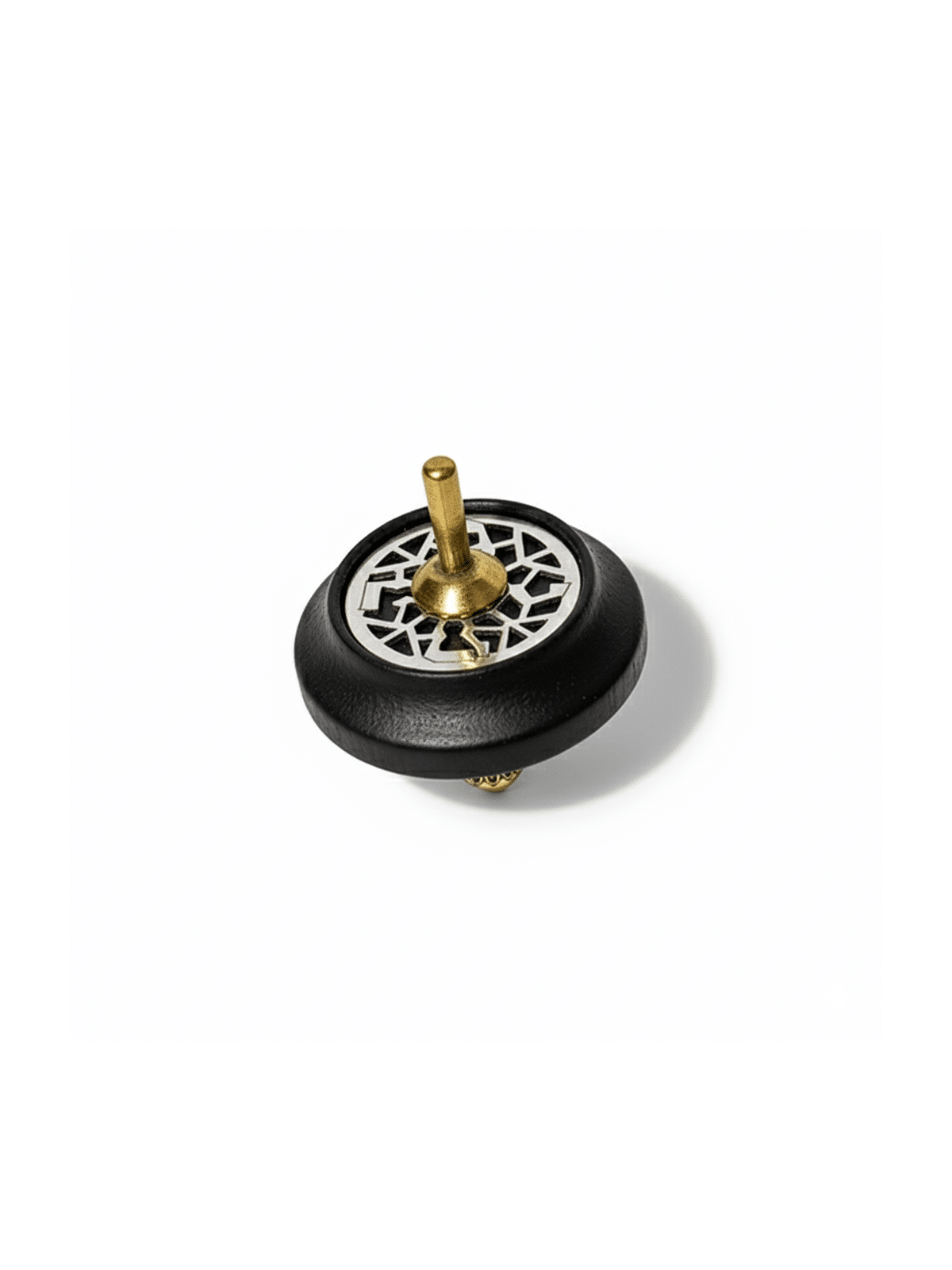 Big Size Black Wooden Dreidel with Silver Filigree , Dreidels , Israel