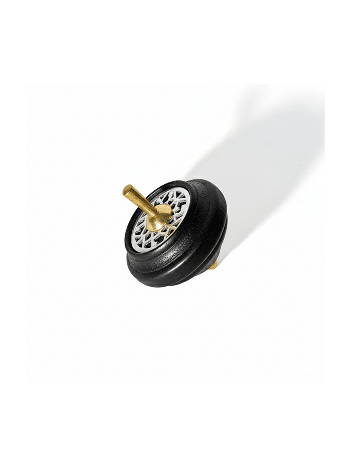 Dreidel en bois noir de grande taille avec filigrane argenté, Dreidels, Israël
